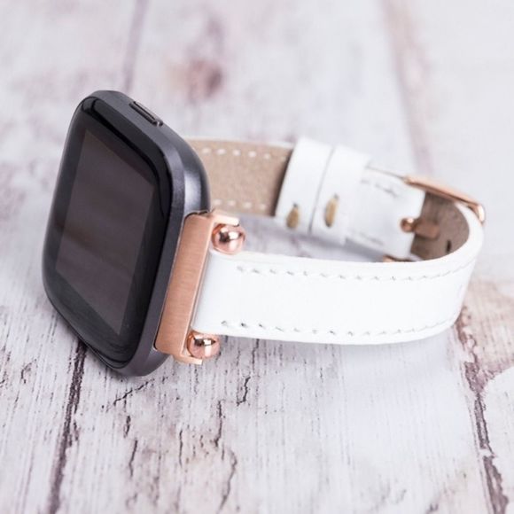 Fitbit Versa 1, 2, 3 & Sense Leather Band White - Picture 6 of 6